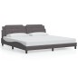 vidaXL Estructura cama con luces LED cuero sintético gris 200x200 cm