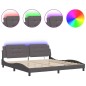 vidaXL Estructura cama con luces LED cuero sintético gris 200x200 cm