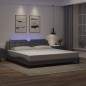 vidaXL Estructura cama con luces LED cuero sintético gris 200x200 cm