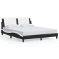 vidaXL Estructura de cama con luz LED cuero PE negro blanco 160x200 cm vidaXL Estructura de cama con luz LED cuero PE negro blanco 160x200 cm