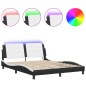 vidaXL Estructura de cama con luz LED cuero PE negro blanco 160x200 cm vidaXL Estructura de cama con luz LED cuero PE negro blanco 160x200 cm