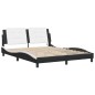 vidaXL Estructura de cama con luz LED cuero PE negro blanco 160x200 cm vidaXL Estructura de cama con luz LED cuero PE negro blanco 160x200 cm