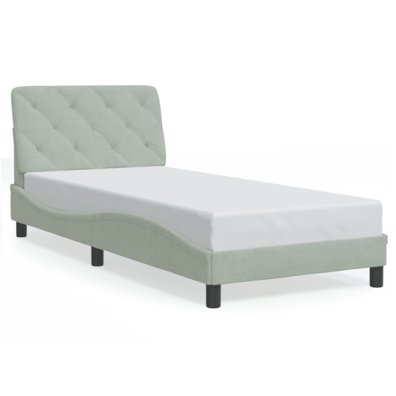 vidaXL Estructura de cama con cabecero terciopelo gris claro 80x200 cm