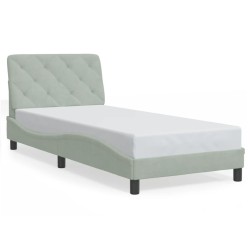 vidaXL Estructura de cama con cabecero terciopelo gris claro 90x190 cm