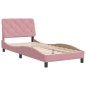 vidaXL Estructura de cama con cabecero de terciopelo rosa 90x190 cm vidaXL Estructura de cama con cabecero de terciopelo rosa 90x190 cm