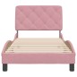 vidaXL Estructura de cama con cabecero de terciopelo rosa 90x190 cm vidaXL Estructura de cama con cabecero de terciopelo rosa 90x190 cm
