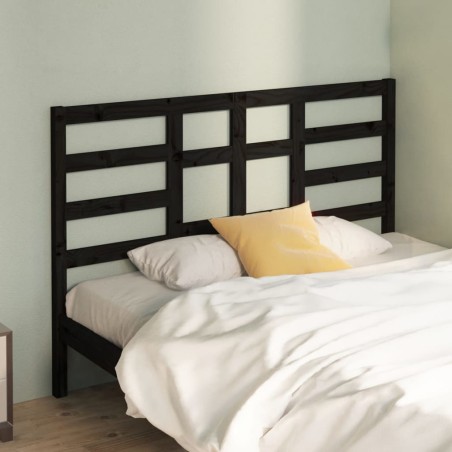 vidaXL Cabecero de cama madera maciza de pino negro 126x4x104 cm