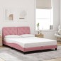 vidaXL Estructura de cama con cabecero de terciopelo rosa 140x200 cm vidaXL Estructura de cama con cabecero de terciopelo rosa 140x200 cm