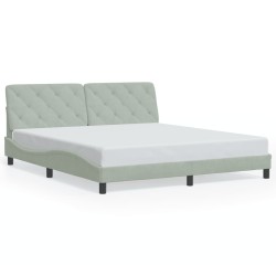 vidaXL Estructura de cama con cabecero terciopelo gris claro 180x200cm