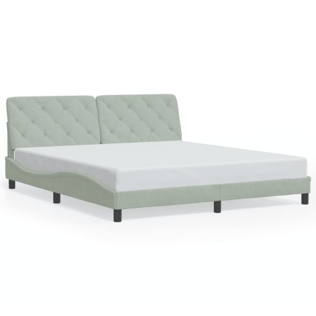 vidaXL Estructura de cama con cabecero terciopelo gris claro 180x200cm