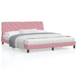 vidaXL Estructura de cama con cabecero de terciopelo rosa 180x200 cm