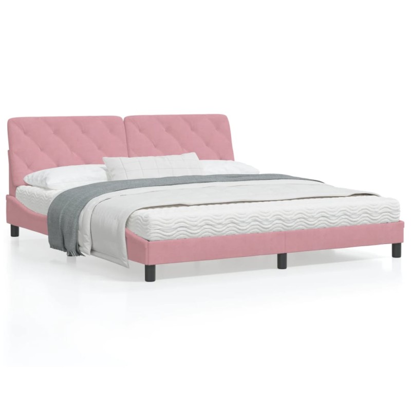vidaXL Estructura de cama con cabecero de terciopelo rosa 180x200 cm vidaXL Estructura de cama con cabecero de terciopelo rosa 180x200 cm