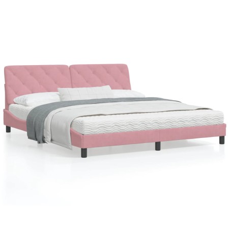 vidaXL Estructura de cama con cabecero de terciopelo rosa 180x200 cm