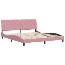 vidaXL Estructura de cama con cabecero de terciopelo rosa 180x200 cm