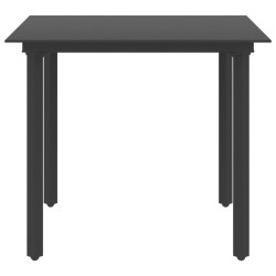 vidaXL Mesa de comedor de jardín acero y vidrio negro 80x80x74 cm 