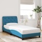 vidaXL Estructura de cama con luces LED terciopelo azul 80x200 cm
