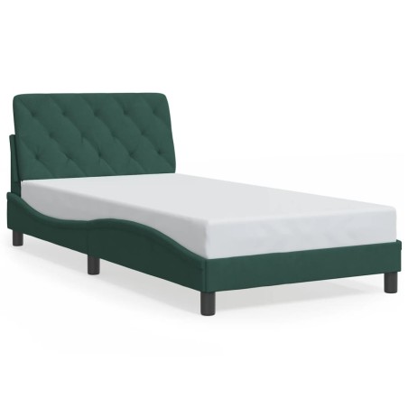 vidaXL Estructura de cama luces LED terciopelo verde oscuro 100x200 cm