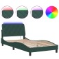 vidaXL Estructura de cama luces LED terciopelo verde oscuro 100x200 cm