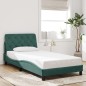 vidaXL Estructura de cama luces LED terciopelo verde oscuro 100x200 cm