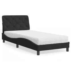 vidaXL Cama con colchón terciopelo negro 80x200 cm