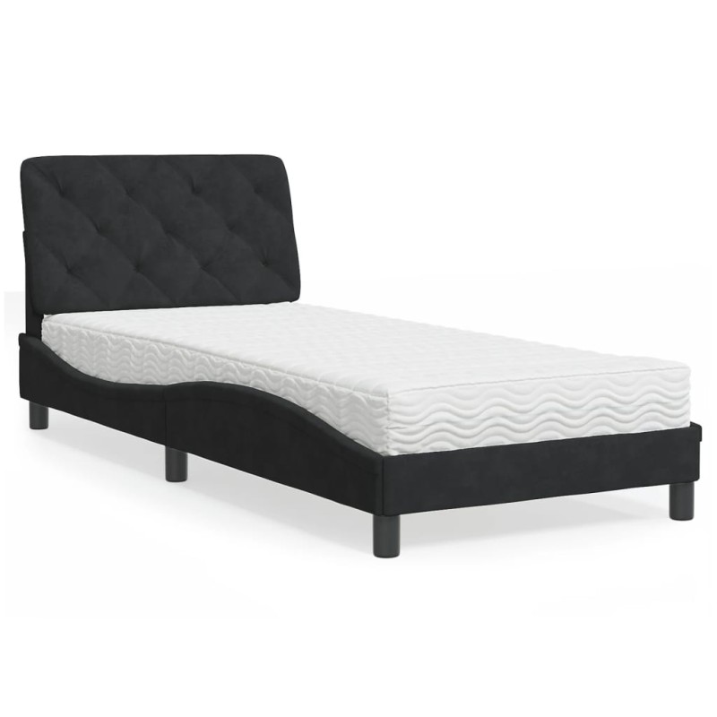 vidaXL Cama con colchón terciopelo negro 80x200 cm