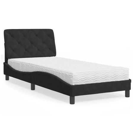 vidaXL Cama con colchón terciopelo negro 80x200 cm