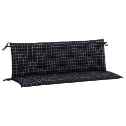 vidaXL Cojines para banco jardín 2 uds tela a cuadros negro 150x50x7cm