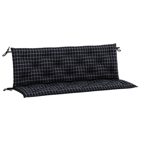 vidaXL Cojines para banco jardín 2 uds tela a cuadros negro 150x50x7cm