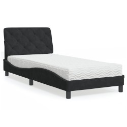 vidaXL Cama con colchón terciopelo negro 90x190 cm