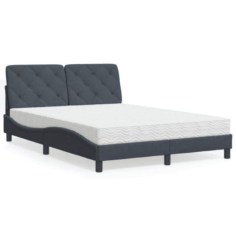 vidaXL Cama con colchón terciopelo gris oscuro 120x200 cm