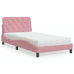 vidaXL Cama con colchón terciopelo rosa 100x200 cm