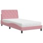 vidaXL Cama con colchón terciopelo rosa 100x200 cm vidaXL Cama con colchón terciopelo rosa 100x200 cm