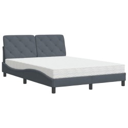 vidaXL Cama con colchón terciopelo gris oscuro 140x190 cm