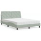 vidaXL Cama con colchón terciopelo gris claro 140x200 cm vidaXL Cama con colchón terciopelo gris claro 140x200 cm