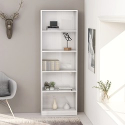 vidaXL Estantería de 5 niveles contrachapada blanco brillo 60x24x175cm