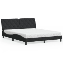 vidaXL Cama con colchón terciopelo negro 160x200 cm