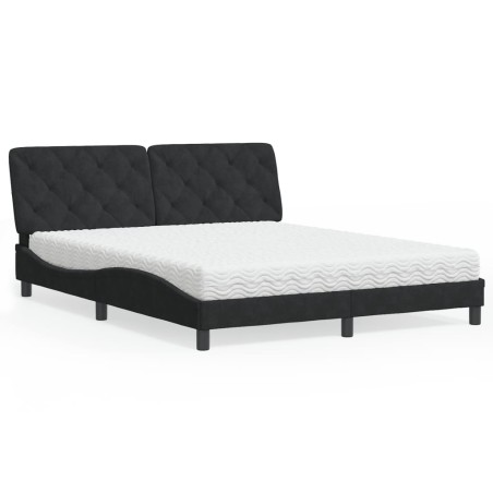 vidaXL Cama con colchón terciopelo negro 160x200 cm
