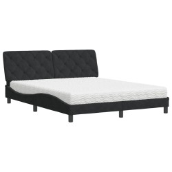 vidaXL Cama con colchón terciopelo negro 160x200 cm