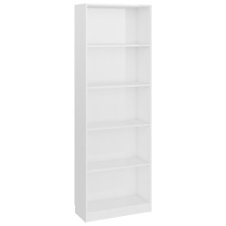 vidaXL Estantería de 5 niveles contrachapada blanco brillo 60x24x175cm
