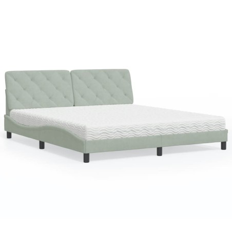 vidaXL Cama con colchón terciopelo gris claro 180x200 cm