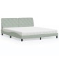 vidaXL Cama con colchón terciopelo gris claro 180x200 cm