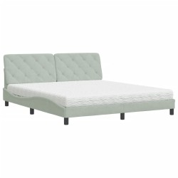 vidaXL Cama con colchón terciopelo gris claro 180x200 cm