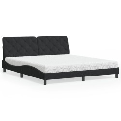 vidaXL Cama con colchón terciopelo negro 180x200 cm