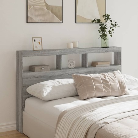 vidaXL Cabecero de cama con luz LED gris Sonoma 160x17x102 cm