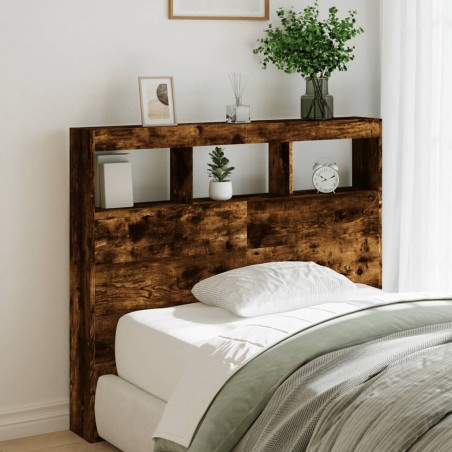 vidaXL Cabecero de cama con luz LED roble ahumado 100x17x102 cm