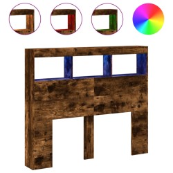 vidaXL Cabecero de cama con luz LED roble ahumado 100x17x102 cm