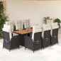 vidaXL Set de comedor de jardín 9 pzas y cojines ratán sintético negro vidaXL Set de comedor de jardín 9 pzas y cojines ratán sintético negro