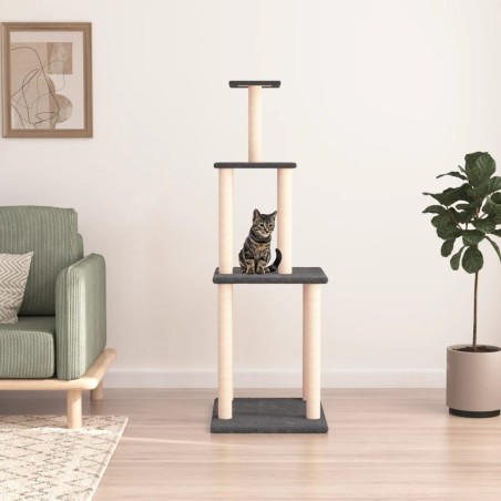 vidaXL Rascador para gatos con postes de sisal gris oscuro 149 cm