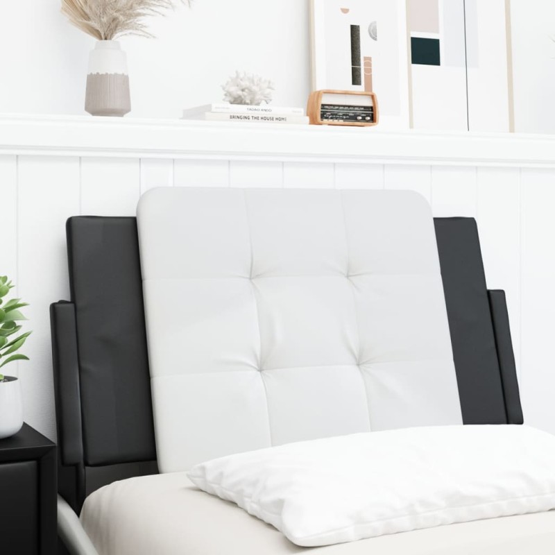 vidaXL Cabecero de cama acolchado cuero sintético blanco y negro 80 cm vidaXL Cabecero de cama acolchado cuero sintético blanco y negro 80 cm