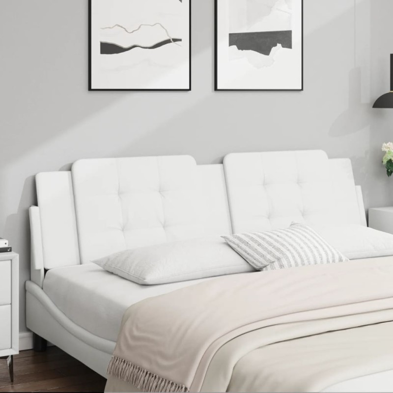 vidaXL Cabecero de cama acolchado cuero sintético blanco 180 cm vidaXL Cabecero de cama acolchado cuero sintético blanco 180 cm